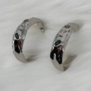 ALEXIS BITTAR - OS - NWOT Green Stone Hoop Earrings